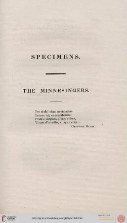 Specimens: The Minnesingers