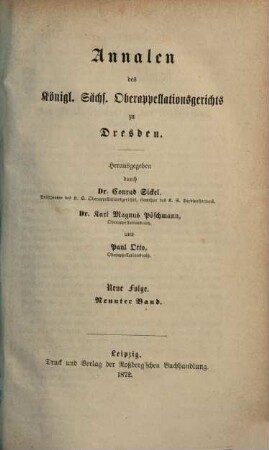 Annalen des Kgl. Sächsischen Oberappellationsgerichts zu Dresden. 9. 1872