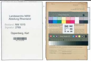 Entnazifizierung Karl Oppenberg , geb. 10.05.1899 (Lehrer)