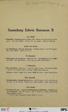 Sammlung Edwin Bormann II (Nr. 1-138)
