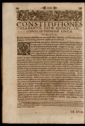 Constitutiones Clementis Papae Quinti ...