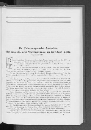Dr. Erlenmeyersche Anstalten für Gemüts- und Nervenkranke zu Bendorg a. Rh.