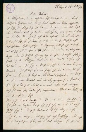 Brief vom 16. Oktober 1870