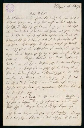 Brief vom 16. Oktober 1870