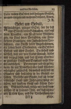 Gebet um Gedult.