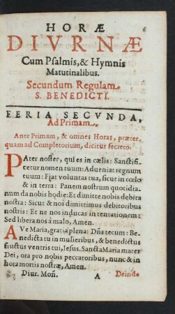 Horae Diurnae Cum Psalmis, & Hymnis Matutinalibus.