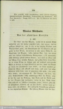Vierter Abschnitt. Von der psychischen Statistik