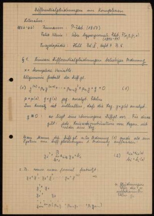 § 1. Lineare Differentialgleichungen beliebiger Ordnung