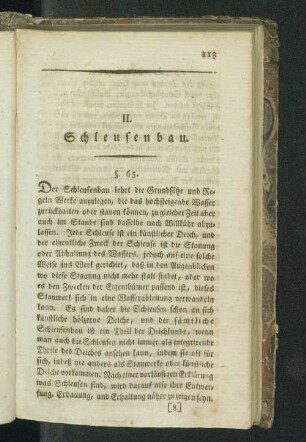 II. Schleusenbau.