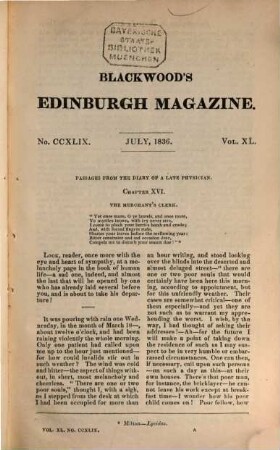 Blackwood's Edinburgh magazine. 40. 1836