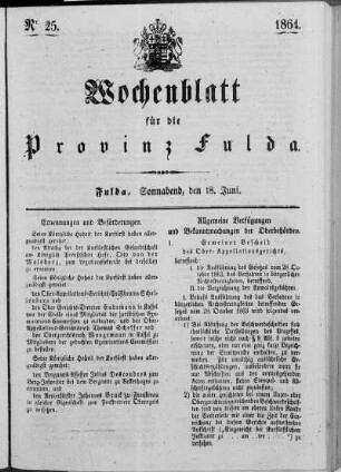 Nr. 25, Ausgabe vom 18. Juni 1864
