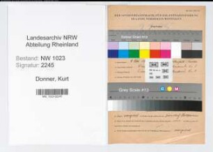 Entnazifizierung Kurt Donner , geb. 09.10.1901 (Arbeiter)