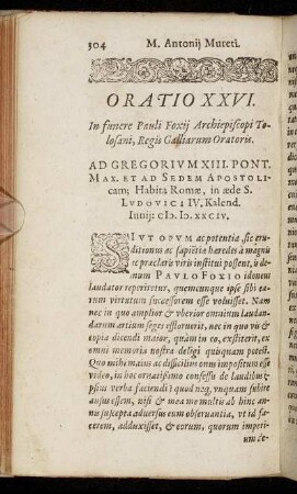 Oratio XXVI. In funere Pauli Foxij Archiepiscopi Tolosani, Regis Galliarum Oratoris.