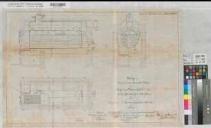 Vorhelm (Ahlen) Schacht Alwine liegender Röhrenkessel Schnitte 1883 1 : 20 49 x 77 Zeichnung Strontianit Societät von Goerne & Co. Bergämter Nr. 5364
