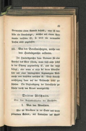 Dritter Abschnitt. Von den Rechtsbeiständen der Partheien.