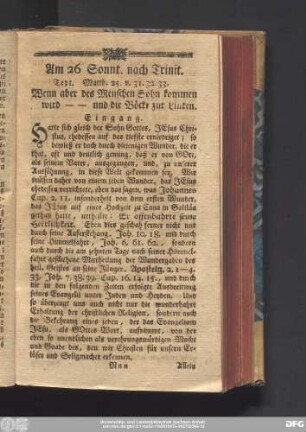 Am 26 Sonnt. nach Trinit. Text. Matth. 25. .v. 31. 32. 33.