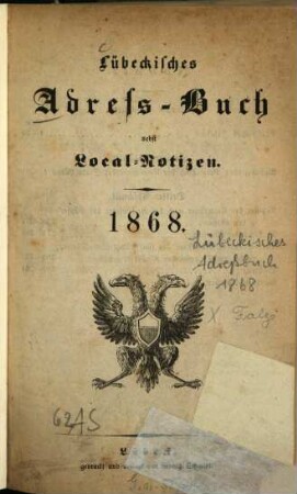 Lübeckisches Adressbuch. 1868