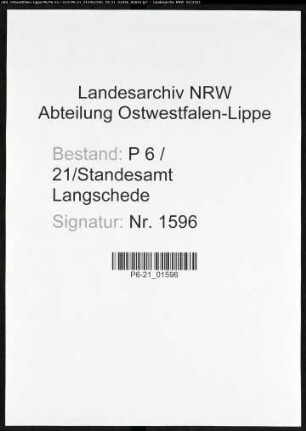 Sterberegister Standesamt Langschede