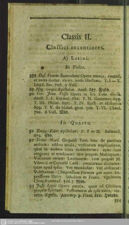 Classis II. Classici recentiores