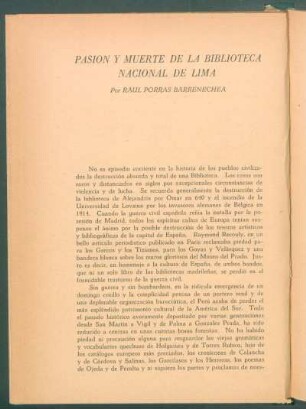 Pasión y muerte de la Biblioteca Nacional de Lima