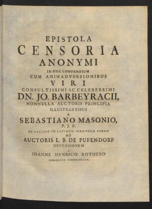 Epistola Censoria Anonymi.