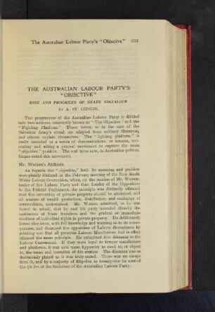 The Australian Labour Party's "Objectice".