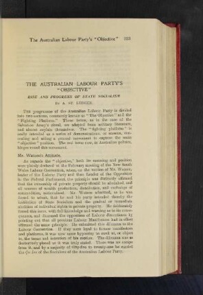 The Australian Labour Party's "Objectice".