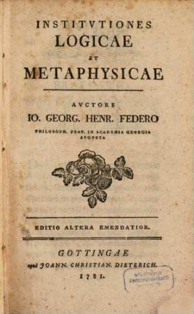Institvtiones Logicae Et Metaphysicae