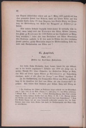 37. Kapitel. Carl, (37.) Stifter der Carl'schen Seitenlinie.