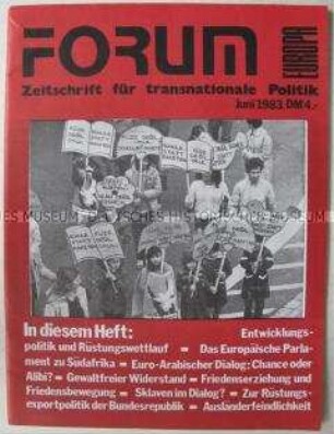 Monatszeitschrift für transnationale Politik u.a. über die Auswirkungen des Wettrüstens auf die Dritte Welt und über Rüstungsexporte der Bundesrepublik - Sachkonvolut