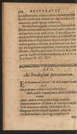 XXII. Ad Studiosam juventutem.