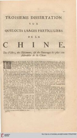 Troisième dissertation sur quelques usages particuliers de la Chine