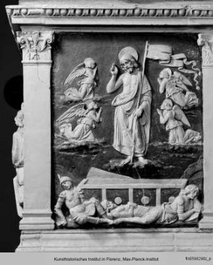 Kanzelrelief mit Abendmahl, Auferstehung und Himmelfahrt : Auferstehung