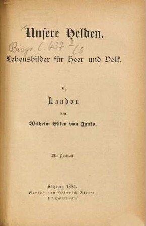 Laudon : Mit Portr. [Gideon Ernst Frh. v. Laudon]