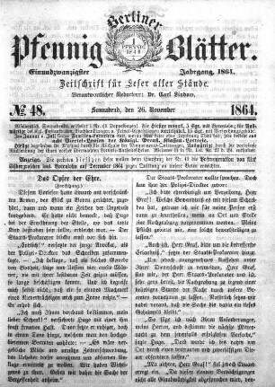 No. 48, Sonnabend, den 26. November 1864
