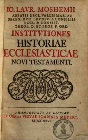 Institutiones historiae ecclesiasticae novi testamenti