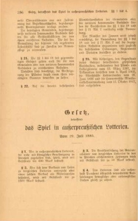Die Preußischen Lotteriegesetze
