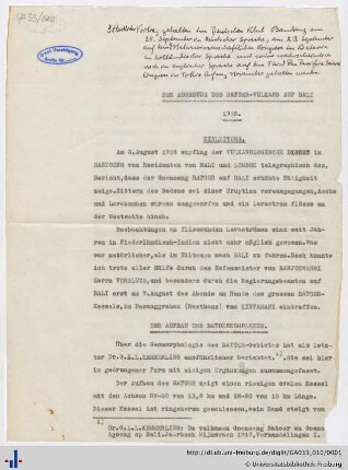 Der Ausbruch des Batoer-Vulkans auf Bali 1926 [Vortragsmanuskript] (GA 33/10)