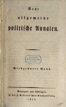 Neue allgemeine politische Annalen. 17. 1825