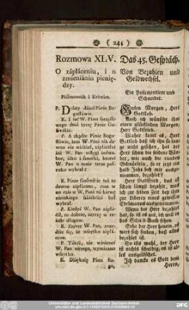 Das 45. Gespräch. Von Bezahlen und Geldwechsel.