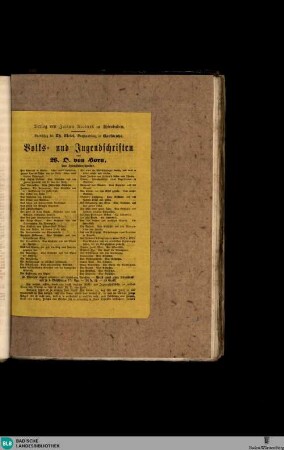 Karlsruher Tagblatt, Verlag von julius Riebner in Wiesbaden. Vorräthig bei Th. Ulrici, Buchhandlung in Carlsruhe. Volks- und Jugendschriften