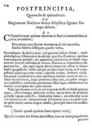 Postprincipia, Quomodo & quamobrem Hæ Magicarum Noctium Sortes Sibyllinæ signatæ sint atque ablatæ.