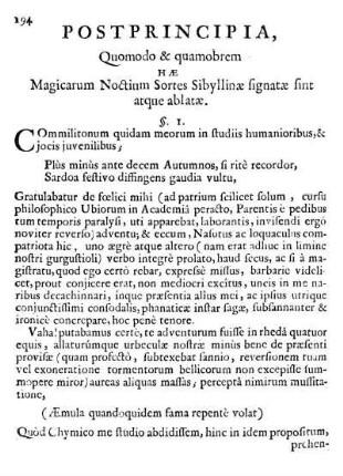 Postprincipia, Quomodo & quamobrem Hæ Magicarum Noctium Sortes Sibyllinæ signatæ sint atque ablatæ.