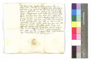 Mertin von Ussigkeim gegen Kraft von Hohenlohe: Schuldsumme; aufgedr. Siegel.