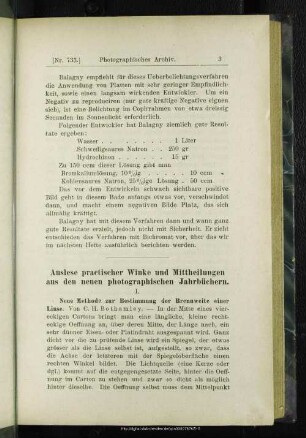 Auslese practischer Winke und Mittheilungen aus den neuen photographischen Jahrbüchern