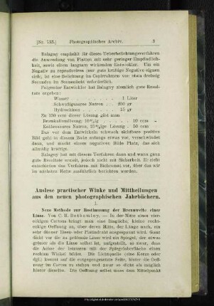 Auslese practischer Winke und Mittheilungen aus den neuen photographischen Jahrbüchern