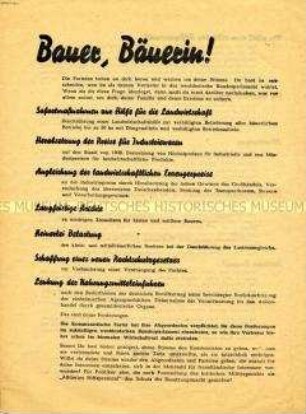 Propagandaflugblatt der KPD mit Ausrichtung auf die Landbevölkerung