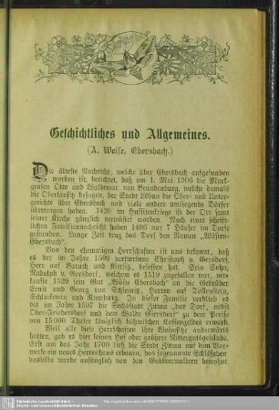 Geschichtliches und Allgemeines