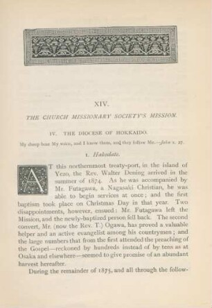 XIV. The church missionary society's mission. IV. The diocese of Hokkaido