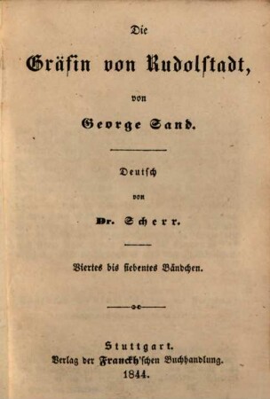 Die Gräfin von Rudolstadt, 1/3